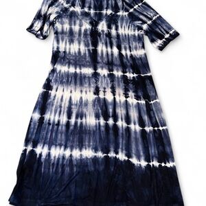 Karen Kane Blue and White Tie-Dye Small Short Sleeve Casual Sundress